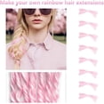 thumbnail image 2 of LAICAIW 16 Pcs Extensions de Cheveux Colorées Bouclées Ondulées à Clipser Postiche Synthétique à Rayures pour Filles Femmes Enfant, Mèches de Fête Multicolores (Rose Pâle), 2 of 6