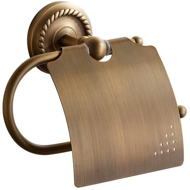 Portarrollos de papel higiénico de baño antiguo tallado en casa de Weare Portarrollos de papel higiénico con tapa, lleno de cobre, latón, bronce, soporte de pared Xemadio LKX-1317