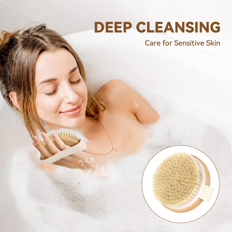 detects motiond 2 Pack Natural Bristle Dry Body Brush photo 2