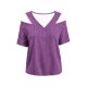 thumbnail image 5 of Neewe Women's 2026 Spring Summer Striped V Neck Short Sleeve Pullover Blouse Off Shoulder T-Shirts, 5 of 6