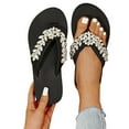 thumbnail image 3 of PEASKJP Womens Shoes Sandals Womens Summer Sandals Flip Flops Adult Female Beach Thong Sandals Black Hearts, Black 38, 3 of 5