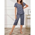 thumbnail image 6 of DAKIMOE Womens Pajama Sets Capri Sleepwear Short Sleeve Two-Piece Pjs V Neck Tops & Capri Pants with Pockets Casual Prints Lounge Sets for Women S-XL, Star-Gray, L, 6 of 6