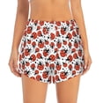 thumbnail image 2 of Daiia Red Ladybugs Pattern Women's 2 in 1 Running Shorts - Lightweight Athletic Workout Gym Yoga Shorts Liner with Phone Pockets-Small, 2 of 7