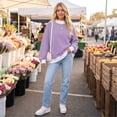 thumbnail image 5 of Women's Striped Sweatshirt Long Sleeve Crewneck Casual Oversized Pullover Relaxed Fit Fall Top, 5 of 7