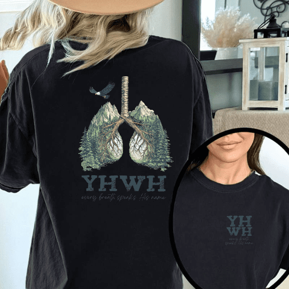 YHWH Christian Womens Graphic Tee Shirt Every Breath Sparks The Rare Inspirational Tops Short Sleeve Black S-5XL
