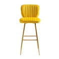 thumbnail image 1 of Retro Style Kitchen High Bar Chairs Velvet Bar Stool Chair Counter Chair with Back Barstool with Footrest, Kitchen Counter Stool for Kitchen Dining Room(Mustard), 1 of 8