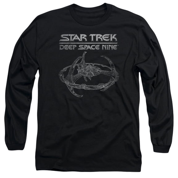 Star Trek Ds9 Station Long Sleeve Adult 18/1 T-Shirt Black