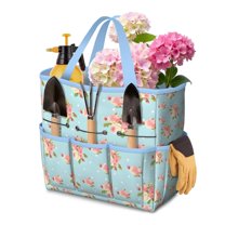 Garden Tool Bag,Pioneer Flower Floral Print Pattern Garden Tool Organizer,Garden Gifts,Waterproof Multi-Pocket Garden Tool Storage 11.8x5.5x11.4 Inch(Tools NOT Included)