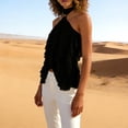 thumbnail image 4 of Wo-Fusoul Top for Women, Neck Sleeveless Ruffle Sheer Mesh Solid Color, Halter Vest, 4 of 5