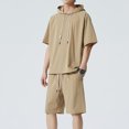 thumbnail image 2 of Vedolay Short Sets For Men Mens Polo Shirts and Shorts Set Tracksuit Fashion Casual Summer 2 Piece Outfits for Men,Khaki M, 2 of 4