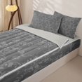 thumbnail image 3 of Manfei Gothic Damask Ghost Zipper Full Size Comforter Sets with Fitted Sheet and 2 Pillowcases, Happy Halloween Zipper Bedding Set, Gray,Grey Reversible,4-Piece, 3 of 6