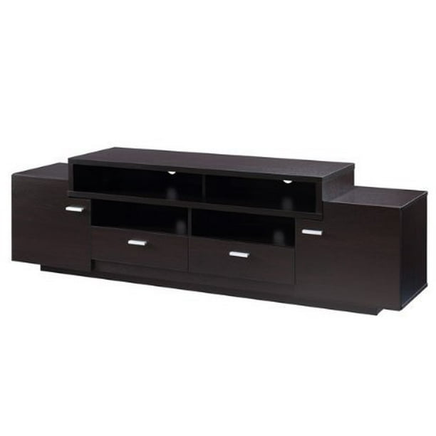 Modhaus Living Modern Transitional Wood 72 Inch Media Cabinet Tv Stand With 2 Large Cabinets 2 Lower Drawers And 2 Shelves Includes Pen Brown Walmart Com Walmart Com