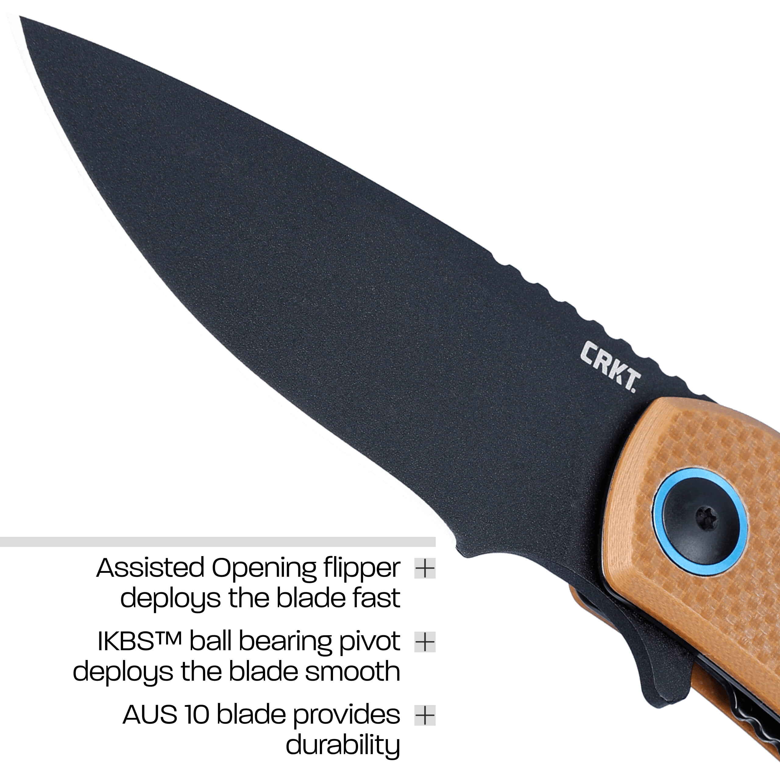 CRKT P.S.D. II Assisted Folding Knife with Liner Lock: AUS 10 Plain Edge Blade, G10 Handle, Reversible Pocket Clip, 7910