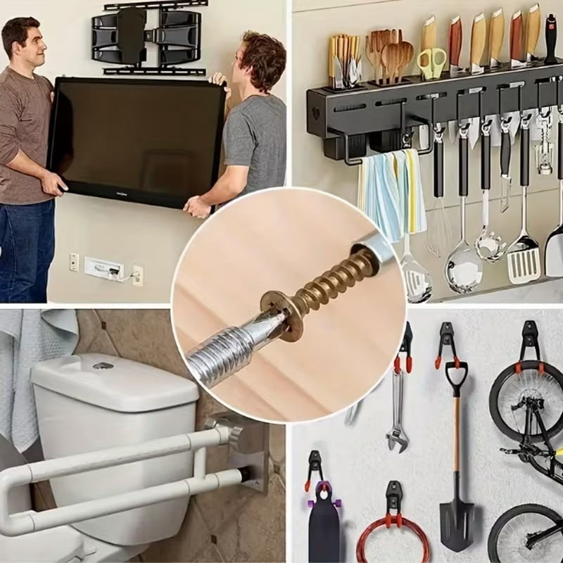 50-Piece Anti-Loosening Metal Expansion Screws Set - Serrated Expansion Tubes & Self-Tapping Screws for Brick and Concrete Walls