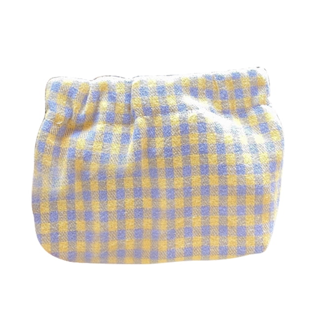 Bolsa de cosméticos a cuadros, monedero portátil de algodón para suministros de viaje (púrpura) Ehuebsd Cuidado Belleza