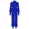 thumbnail image 2 of Gibobby Conjunto de Pantalones para Mujer Conjunto de dos piezas de pantalones de manga larga y cintura alta con cremallera y manga de burbuja de Color sólido(Azul,XL), 2 of 5