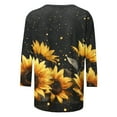 thumbnail image 4 of miqiqism Woman Sunflower Tshirts 3/4 Sleeve Tunic Tops Teen Girls Crewneck Blouses Loose Basic Tees Summer Lightweight Outfit Spring Plus Size Clothing,01_Black,X-Large, 4 of 4