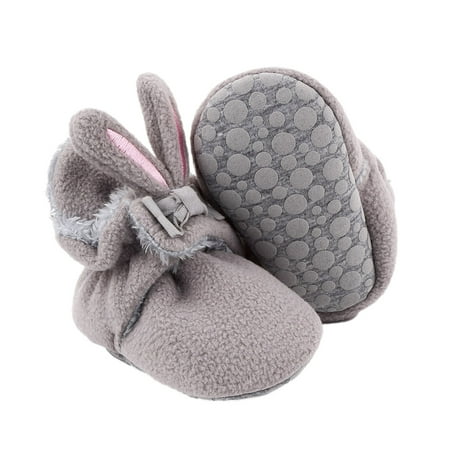 POIUYTR Fleece Baby Booties Warm Cozy Baby Slippers Sock Shoes Soft Non-Slip Newborn Winter Snow Crib Shoes Boots for Boys and Girls