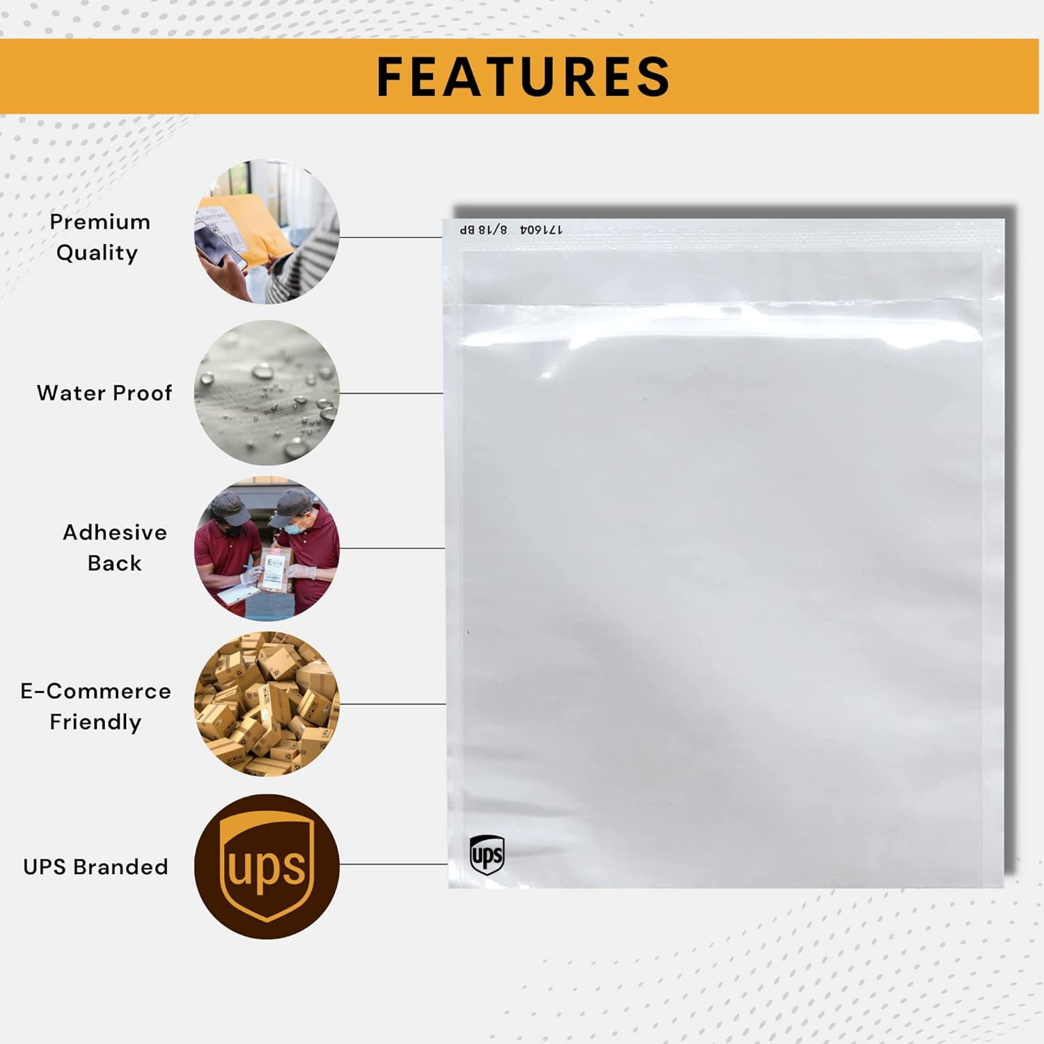 100 Pack UPS Shipping Label Pouches 6.5” x 10” - Packing Slip Envelope Sleeves with Self-Adhesive Peel & Seal - Clear Plastic & Waterproof Mailing Envelopes Ideal for Invoice & Packaging