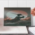 thumbnail image 2 of Japanese Cutting Board, Reflection of Samurai Practicing Sunset Background Free from Death Concept, Decorative Tempered Glass Cutting and Serving Board, Small Size, Salmon Umber, by Ambesonne, 2 of 5