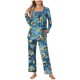thumbnail image 2 of Puntoco Conjuntos de pijama cómodos para mujer Conjunto de pijama con camisa de manga larga y pantalones casuales con estampado de moda para mujer con bolsillos, 2 of 5