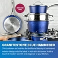 thumbnail image 4 of Granitestone Hammered Diamond Infused 10 Pc Pots and Pans Set Non Stick, Reinforced Aluminum Ultra Durable cookware Set w/ Stay Cool Handles, Frying Pans, Skillets, Oven & Dishwasher Safe, Blue, 4 of 7
