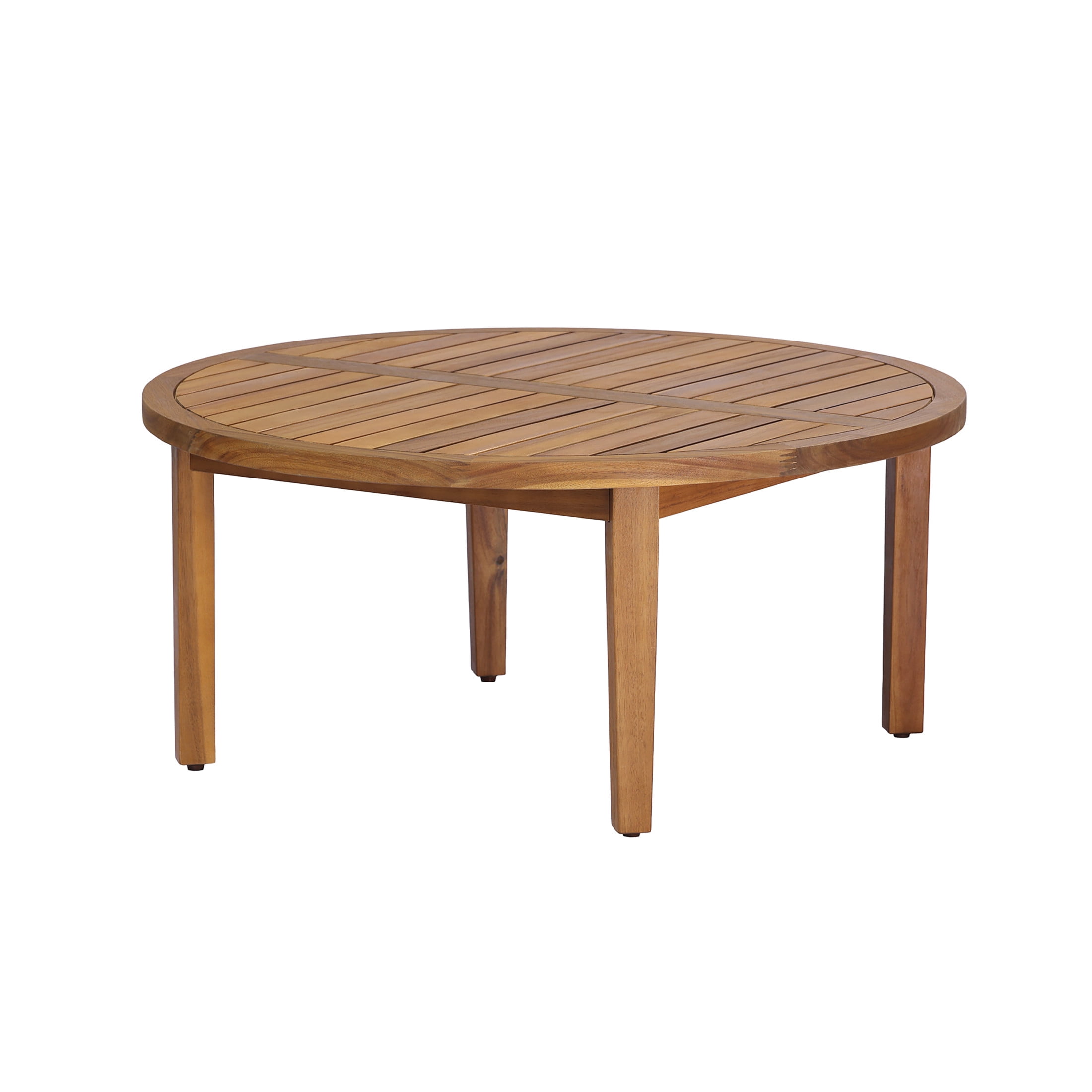 Christopher Knight Home 35" Round Outdoor Coffee Table, Acacia Wood Slatted Top, Teak Finish