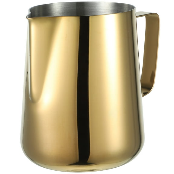 WEAVILUX Golden Stainless Steel Milk Steaming Pitcher Ergonomic Handle for Home