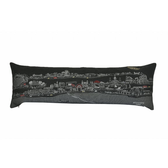 45" Black New Orleans Nighttime Skyline Lumbar Decorative Pillow