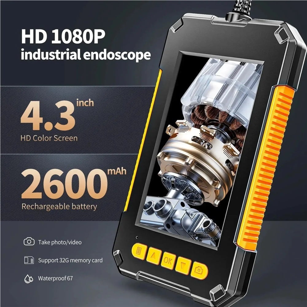8mm Lens Pipeline Camera HD Color Screen 4.3 Inch IPS 1080P IP67 Waterproof Endoscope Camera With 8 LED Lights Plumbing Camera