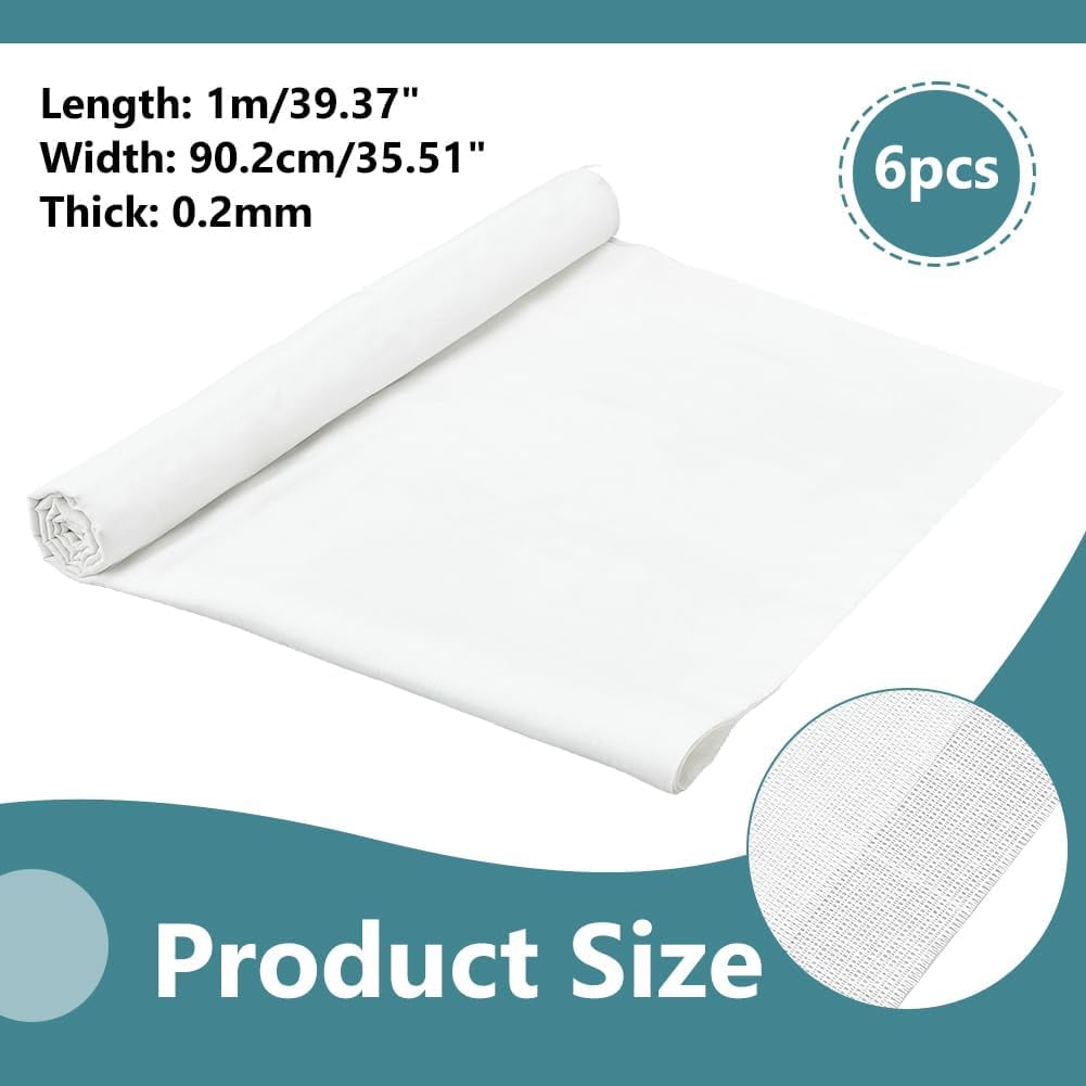 6 Pcs White Cotton Fabric Natural Cotton Poplin Fabric Unbleached Muslin Fabric Soft Embroidery Muslin Quilting Fabric Material