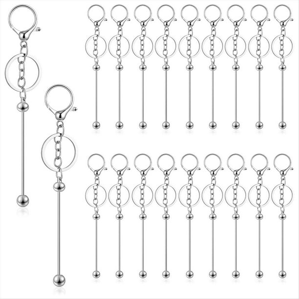 20 Piezas de Barras de Llaveros con Cuentas, Barra de con Cuentas de Metal, Llaveros de Bricolaje en para Cuentas, Kit para Hacer Llaveros con Cuentas