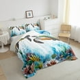 thumbnail image 3 of Feelyou Kawaii Sea Turtle Full Size Comforter Sets, Watercolor Ocean Coral Bedding Comforter Set, Teens Kids Boys Girls Reversible Bedding Sets, Lightweight Room Decor, 3 Pieces, 3 of 8