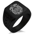 thumbnail image 1 of Stainless Steel Dragon Knot Skuld's Net Viking Rune Geometric Pattern Biker Style Polished Ring, 1 of 1