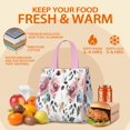 thumbnail image 5 of Pioneer Flower Floral Print Pattern Insulated Lunch Bag for Women & Adults,Large Portable Soft Cooler Lunch Bag,Thermal Food Storage Tote with Pearl Cotton,8.66L,8.75x5.75x9.5 Inch, 5 of 6