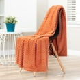 thumbnail image 2 of Chanasya Soft Faux Fur Embossed Throw Blanket - Solid Color Fuzzy Double Layered Super Soft Cozy Plush Elegant Throw - for Bed Couch and Living Room Décor (50x65 Inches) Burnt Orange Blanket, 2 of 3