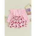 thumbnail image 4 of Suealasg Toddler Girls Princess Dress Kids Girls Long Sleeve Heart Print Mesh Tulle Dress Baby Girls Valentine's Day Festival Party Dress, 4 of 9