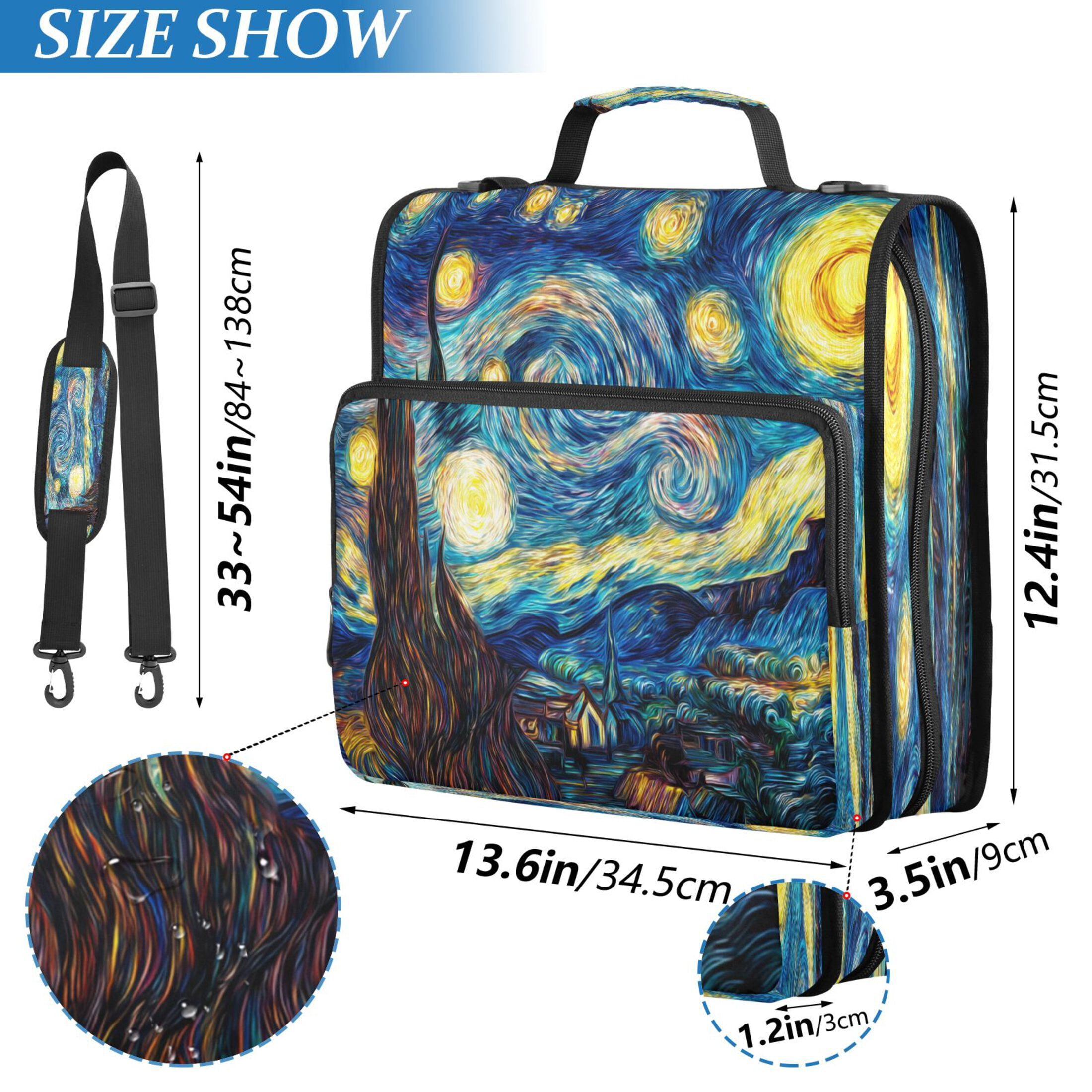 3 Ring Zipper Binder Stationery Organizer for Study Work Home Travel, All-Purpose File Folder Storage Bag for Daily Document Organization Swirling Sky over The Village