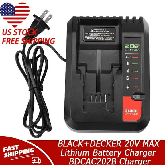 Quick Charger Compatible with BLACK DECKER 20V MAX Lithium Battery Charger BDCAC202B
