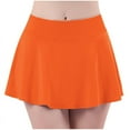 thumbnail image 5 of Sakmal Ruffle Skirt with Shorts Underneath Gym Tennis Mini Orange Solid 3 Inch Inseam Fashion Skorts, 5 of 5