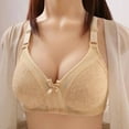 thumbnail image 3 of Plus Size Bras for Women Lace Embroidery Wireless Bras V Neck Full Support Everyday Push Up Padded Underwear (4XL, Beige), 3 of 3