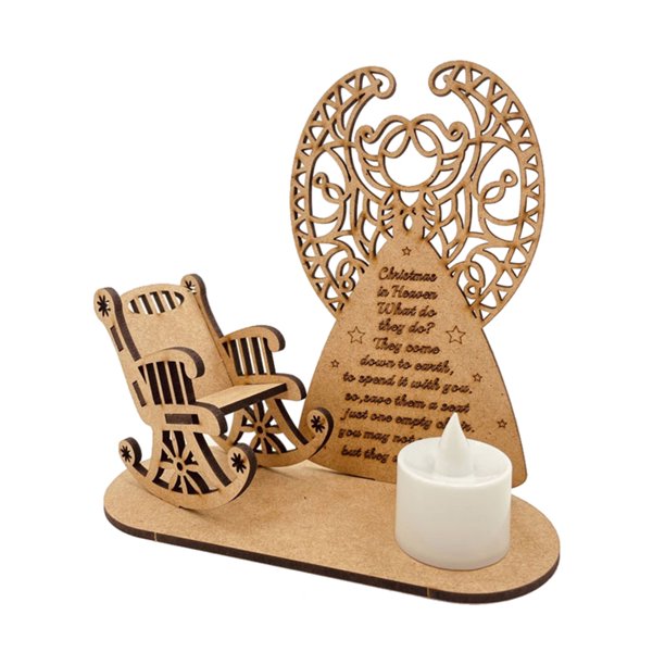 Adorno de vela de navideño Mecedora de madera Tealight Regalo Pérdida de un ser querido Decoración Vela de Ángel Sunnimix Vela de recuerdo