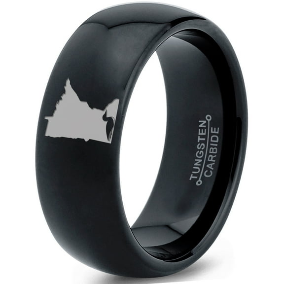 Tungsten Minnesota North Star State Common Loon Band Ring 8mm Men Women Comfort Fit Black Dome Polished