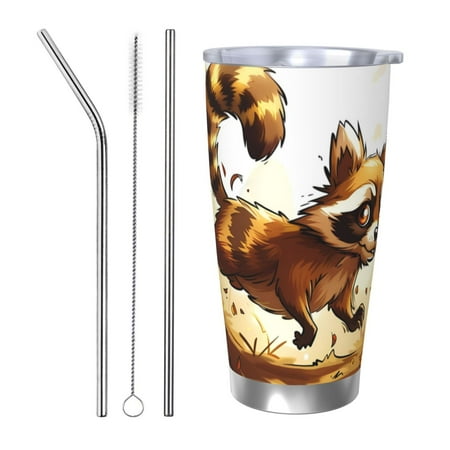 

Cauagu Autumn Raccoon In Forest Pattern 20oz Tumbler Stainless Steel Vacuum Insulated Tumbler with Lid Insulated Coffee Mug Thermal Cup with Splash Proof Sliding Lid-Straw Three-piece Set