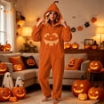 thumbnail image 3 of Jovrlynd Adult Onesie Pajamas Halloween Funny Pumpkin Hooded Flannel Party Sleepwear Jumpsuits, S-2XL, 3 of 4