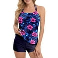 thumbnail image 3 of Jsaierl Halter Tankini Swimsuits for Women 2 Piece Floral Print Swim Tops with Boyshorts Modest Swimwear Tummy Control Bathing Suits, 3 of 8