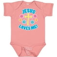 thumbnail image 3 of Inktastic Easter Jesus Loves Me with Cross and Flowers Boys or Girls Baby Bodysuit, 3 of 5