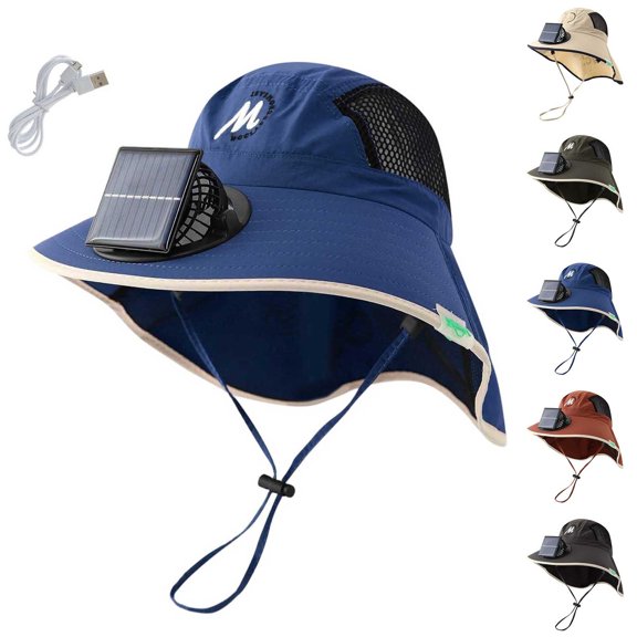 THDHVS Toddler Hat,Solar USB Charging Fan Sun Hat UPF Wide Brim Cooling Breathable Outdoor Summer Cap with Charging Cable,Kids Hats Boys Gray Free Size