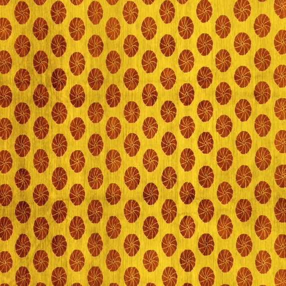 Ahgly Company Machine Washable Indoor Square Abstract Yellow Modern Area Rugs, 4' Square