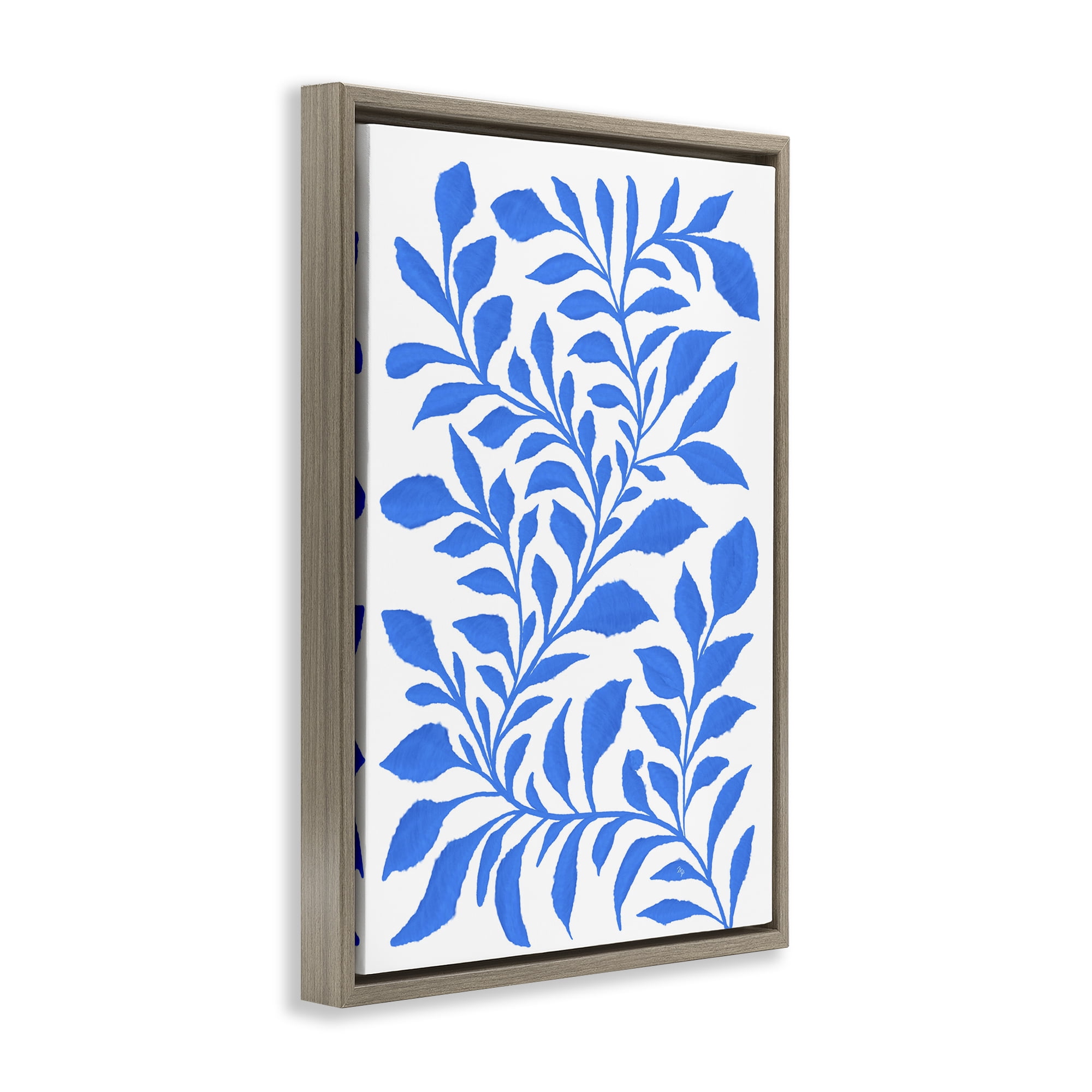 Stupell Industries Blue Snake Plant Botanical & Floral Painting Brown Floater Framed Art Print Wall Art, 17 x 25